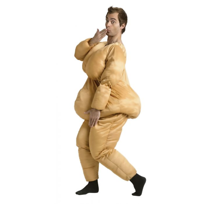 #ad Fat Suit Adult Costume Padded Jumpsuit Halloween Naked Skin Cosplay Big Gift $62.62