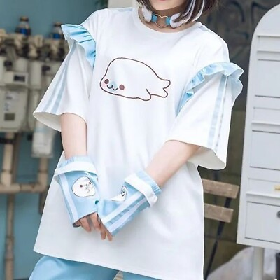 #ad San X Mamegoma Frill T shirt Tops Blue Character acdc rag New Harajuku kawaii $75.00