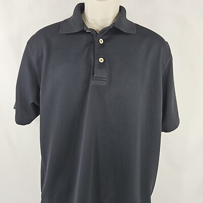 #ad Cubavera Men Polo Shirt Short Sleeve Collar Size Large Black No Pockets $6.00
