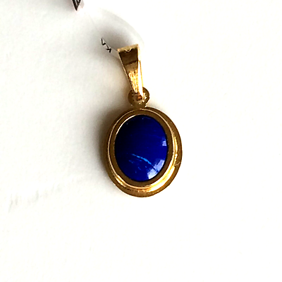 #ad Exquisite Women#x27;s Italian Pendant in 14k Yellow Gold with Natural Cabochon Lapis $159.20