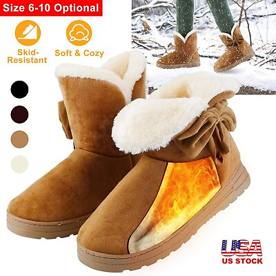 #ad Women#x27;s Mid Calf Winter Snow Boots Anti slip Base Warm Plush Fashion Soft Boots $23.60