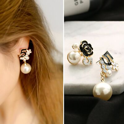 #ad Pearl Tassel Studs Earring Zinc Alloy Long Dangle Earrings Women#x27;s Jewelry 1pair $12.59