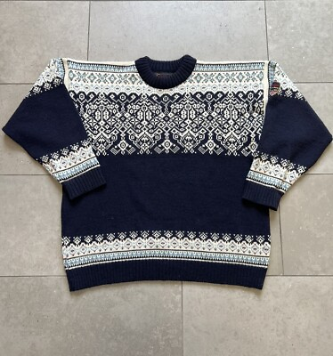 #ad Vintage Devold Made In Norway Pure New Wool Pullover Nordic Knit Sweater Sz L $84.97