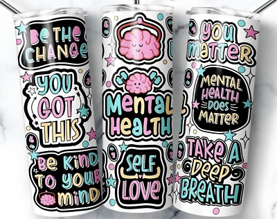 #ad 1pc New Stainless 20oz Mental Health Matters Cute Retro Tumbler Cup $23.99