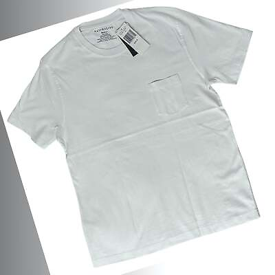 #ad NATURAL LIFE WHITE SOFT COTTON TEES WITH FRONT POCKET C $20.00
