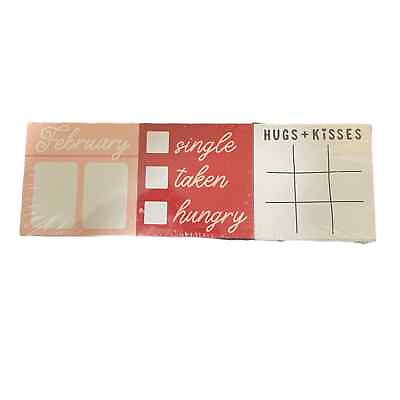 #ad Valentine#x27;s Day Themed 3 Pack 4quot; Wood Block Sign Set w Writable Dry Erase Front $12.99