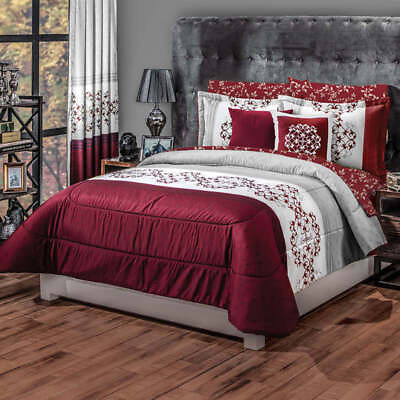 #ad Burgundy Eliza Super Soft Multi Pattern Reversible Microfiber Comforter Set $134.95