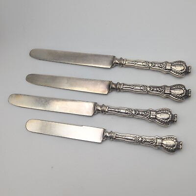 #ad Antique Durgin Sterling Silver Dinner Place Knife Set Madame Du Barry Lot of 4 $199.99
