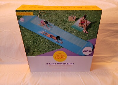 #ad Sun Squad 18FT 2 Lane Water Slide Outdoor Water Sprinkler $14.99