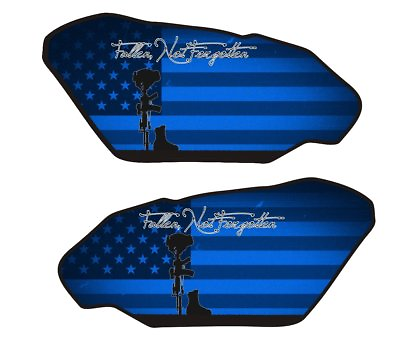 #ad Motorcycle Side Gas Tank Pad 3D Gel Fallen Soldier Blue Protector Side Guard $27.99