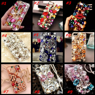 #ad NEW Girly Sparkly Bling Diamonds Soft Phone Case With Crystals Lanyard for Women $17.98