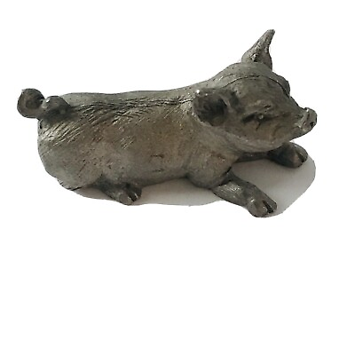 #ad Pewter Pig Spoontique Miniature Figure Piglet Piggy $17.18
