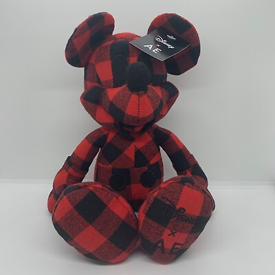 #ad disney mickey mouse X AE SPECIAL EDITION 12” plaid red plush w bag $12.99