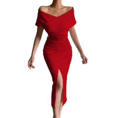 #ad Womens Off Shoulder Bodycon Dress Evening Party Cocktail Sexy Ball Gown Dress $20.22