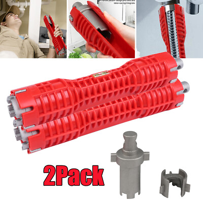 #ad 2PCS 8 in 1 Multi function Faucet Sink Installer Water Pipe Tools Spanner Wrench $22.79