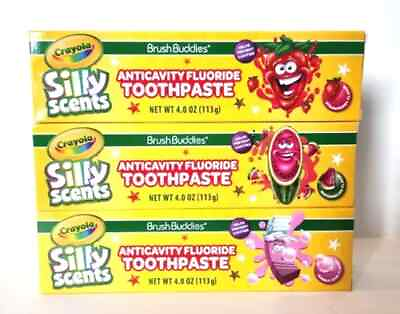 #ad Crayola Silly Scents Anticavity Toothpaste Strawberry Bubble Gum Watermelon 3 pk $14.99