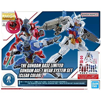 #ad MG 1 100 Gundam Base Limited Gundam AGE 1 Wear System Set Clear Color Model Kit $123.51