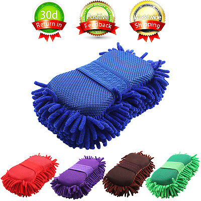 #ad Car Auto Hand Wash Towel Microfiber Washing Gloves Coral Sponge Cleaning Tool $6.50