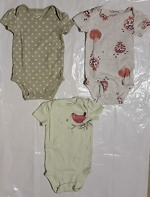 #ad Set Of 3 12M Carter#x27;s Jumpsuits Green Grey $10.99