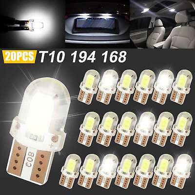 #ad 20x T10 194 168 2825 W5W COB LED Interior License Plate Light Bulbs Super White $7.48