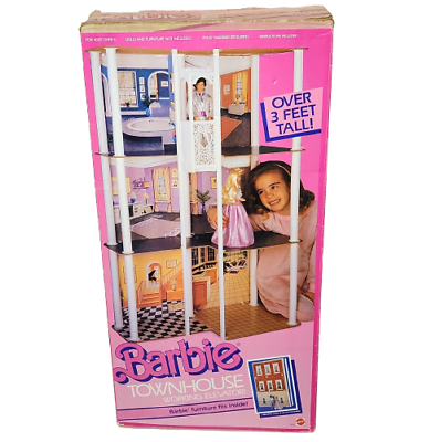 #ad VINTAGE MATTEL BARBIE 3 STORY TOWNHOUSE W ELEVATOR # 7825 IN ORIGINAL BOX $179.10