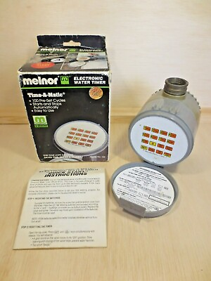 #ad Vintage Melnor Time A Matic Electronic Water Control Timer w Box Model 102 $9.95