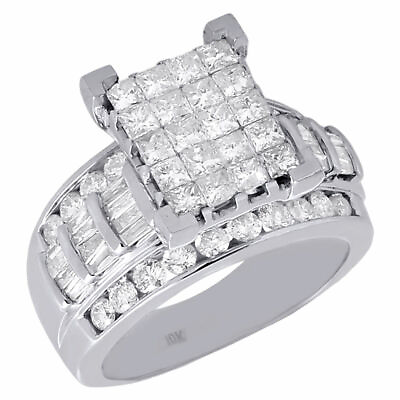 #ad 10K White Gold Ladies Princess Cut Diamond Wedding Engagement Ring Set 2.01 Ct. $2645.00