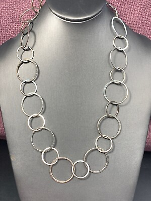 #ad Ladies Women’s Laundry by Shelli Segal Silver Toned Open Circle 30” Necklace. $21.05