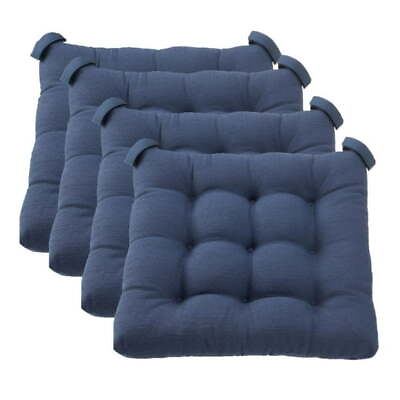 #ad Textured Chair Seat Pad Chair Cushion Navy Color 4 Piece Set 15.5quot; L x 16quot; W $17.77