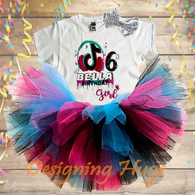 #ad Musical Birthday Outfit Tutu Set W Bow Personalized Tshirt Extra Fluffy HandMade $51.00