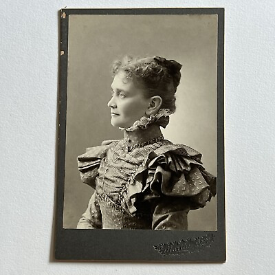 #ad Antique Cabinet Card Photograph Beautiful Fashionable Woman Great Dress Boone IA $124.95