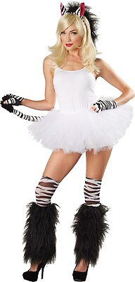 #ad TUTU Zebra 4 Piece Black White Adult Costume Safari Animal Theme Party Halloween $24.95
