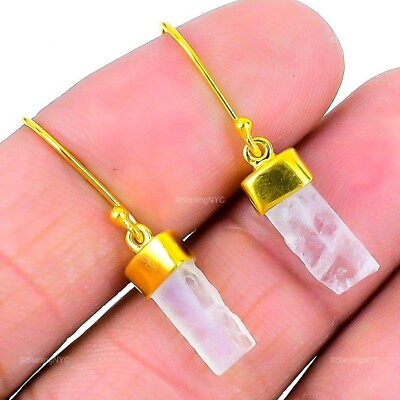 #ad Natural Moonstone Rough Gemstone 925 Silver Drop Dangle Earrings For Women $7.99
