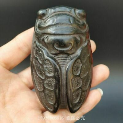 #ad China Red mountain culture collection meteorite carving Primitive Cicada $12.34