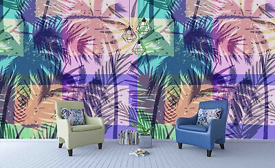 #ad 3D Palm Tree Pattern Wallpaper Wall Mural Removable Self adhesive Sticker 1425 AU $349.99