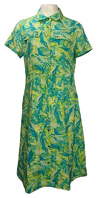 #ad Isaac Mizrahi Live Women#x27;s Dress Sz S Woven Utility Printed Shirt Green A456257 $16.52
