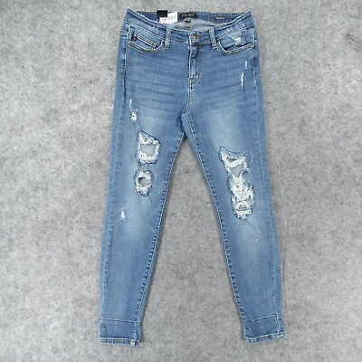 #ad Judy Blue Jeans Womens 9 29 Skinny Fit Stretch Mid Rise Light Wash Distressed $32.89