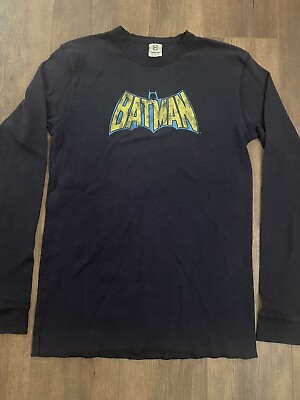 #ad Vintage Batman DC Comics Original Shirt Mens Size Large Navy Blue Thermal Knit $14.99