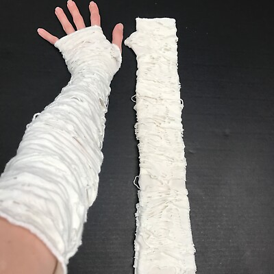 #ad Long Mummy Gloves White Arm Warmers Ghost Costume Covers Mens Zombie Ghoul Wrap $34.00