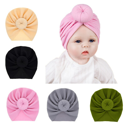 #ad 5pcs Baby Girls Newborn Headband Hat Infant Soft Cute Turban Knotted Head Wrap $12.99