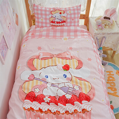 #ad Cinnamoroll Bedding Sheets Quilt Cover Pillowcase Anime Cartoon Bed Linings Sets $46.37