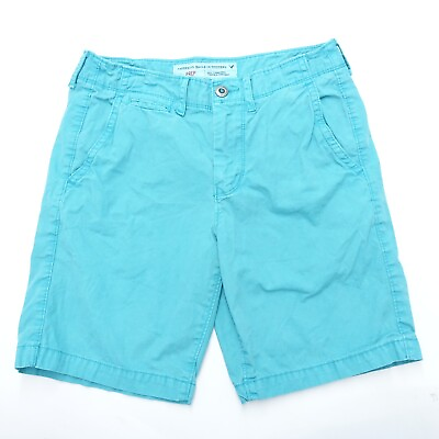 #ad American Eagle Outfitters Prep Shorts Men#x27;s 30 Aqua Cotton Slash Pockets Chino $19.79