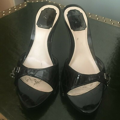 #ad Beautiful Christian Dior Black Vernie Pumps Sandals Size 8 38.5 $250.00