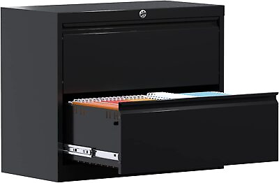 #ad Metal Lateral File Cabinet 2 Drawer Metal Storage Filing Cabinet A4 Legal black $219.99