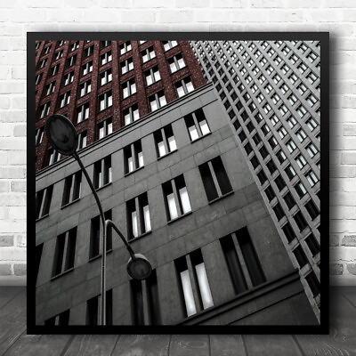 #ad Skyscrapers High Pattern Buildings Architecture Dual Lamppost Square Print GBP 11.99