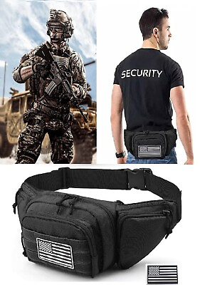 #ad Concealed Carry Pistol Waist Pouch Tactical Fanny Pack Holster Flag Patch Black $15.45