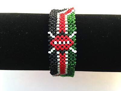 #ad Wrist Band Bracelet Masai Beads Kenyan Flag African Unisex Made in Kenya 8quot; $299.90