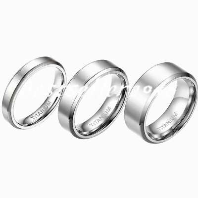 #ad 4 6 8MM Titanium Ring for Men Women Wedding Band Beveled Edges Matte Fininish $10.99
