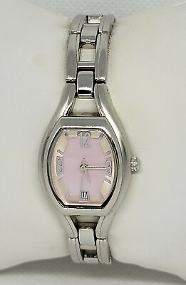#ad Ladies Stylish Silver Tone Arabic Numerals Pink Dial Analog Watch E9 $16.99