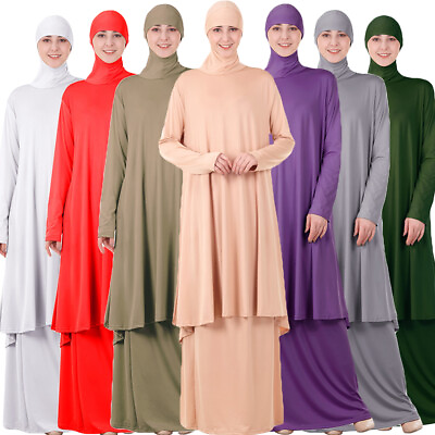 #ad Muslim Women Hijab Abaya Khimar Dress Kaftan Burka Islamic Prayer Dress Ramadan $27.50